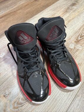 adidas Black and Red High-Top Basketball Shoes